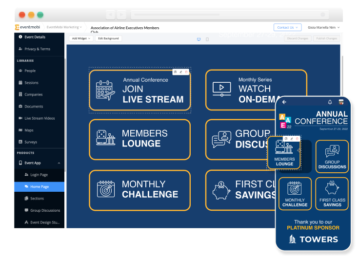 eventmobi dashboard screenshot for event management